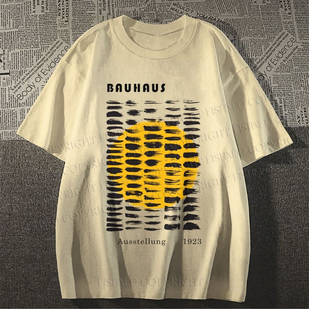 Unisex Classic Bauhaus Geometry Printed Cotton Printed T-shirt