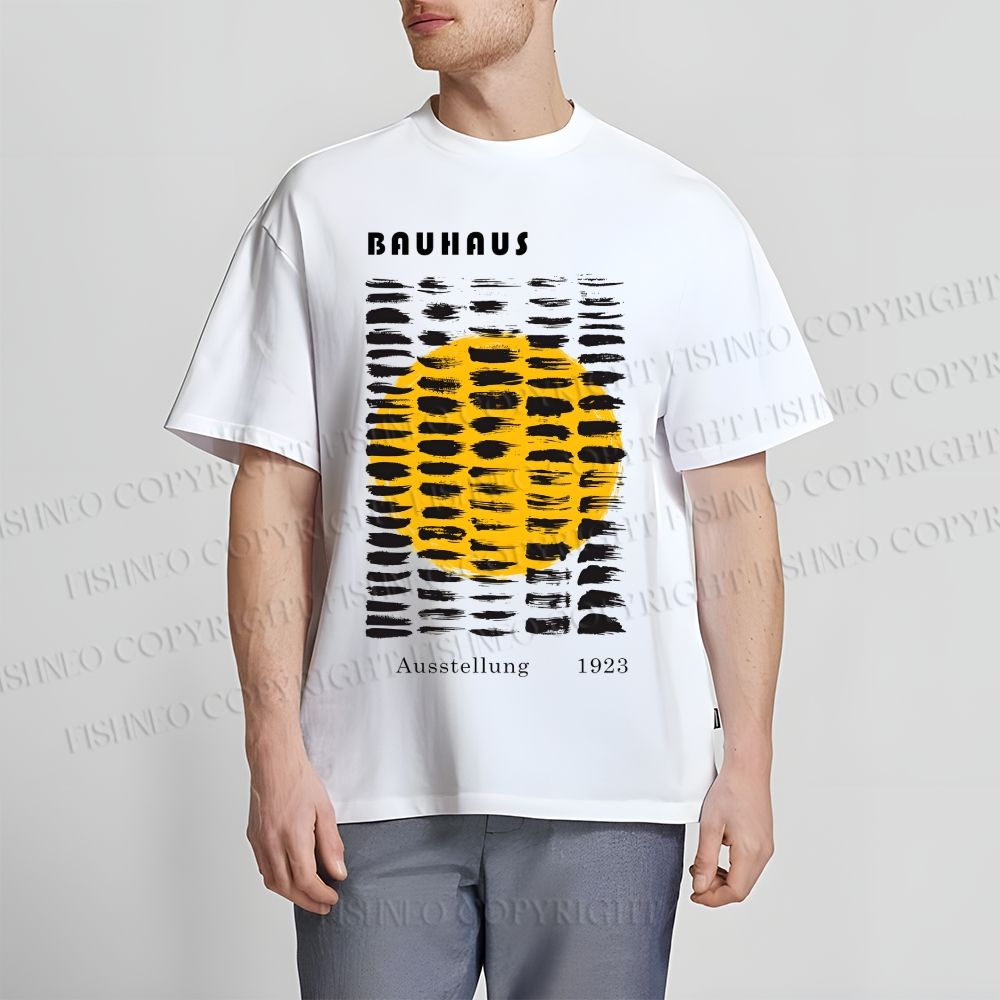 Unisex Classic Bauhaus Geometry Printed Cotton Printed T-shirt