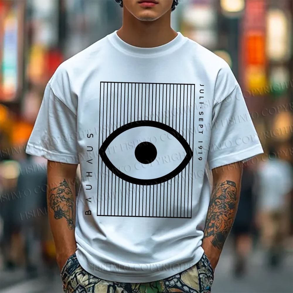 Unisex Classic Bauhaus Geometric Eyes Printed Cotton Printed T-shirt