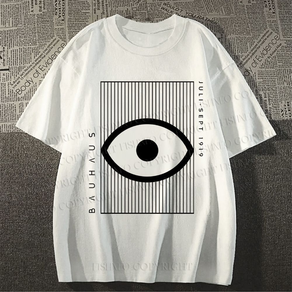 Unisex Classic Bauhaus Geometric Eyes Printed Cotton Printed T-shirt
