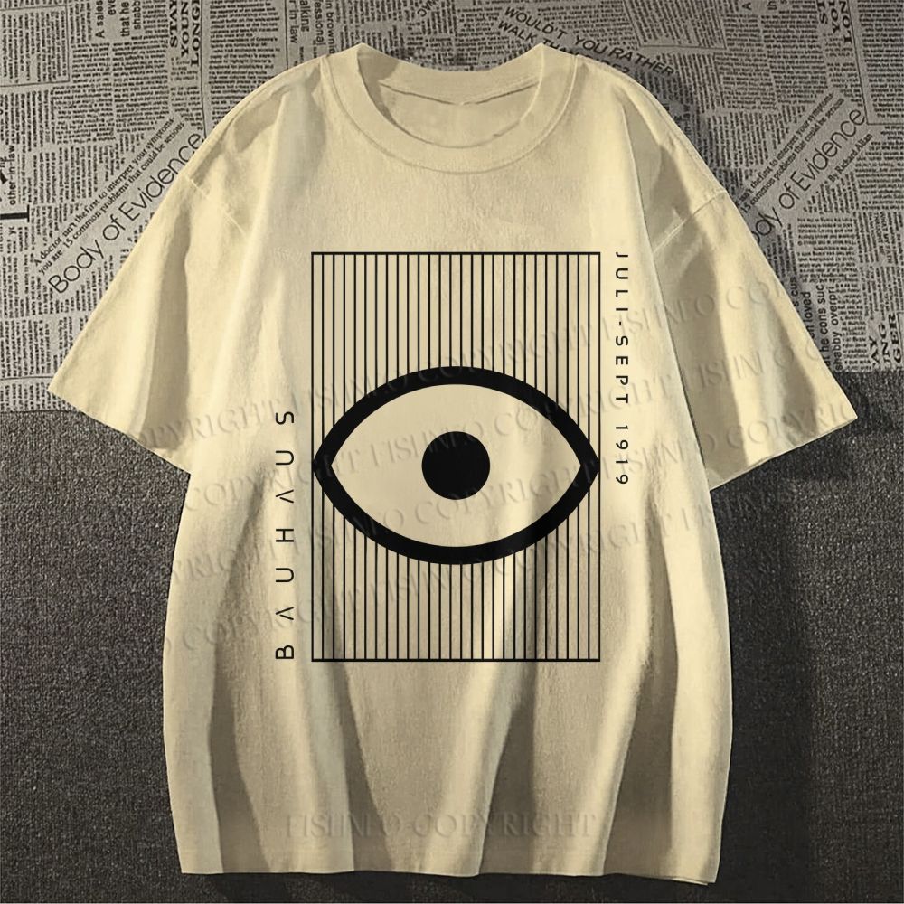 Unisex Classic Bauhaus Geometric Eyes Printed Cotton Printed T-shirt