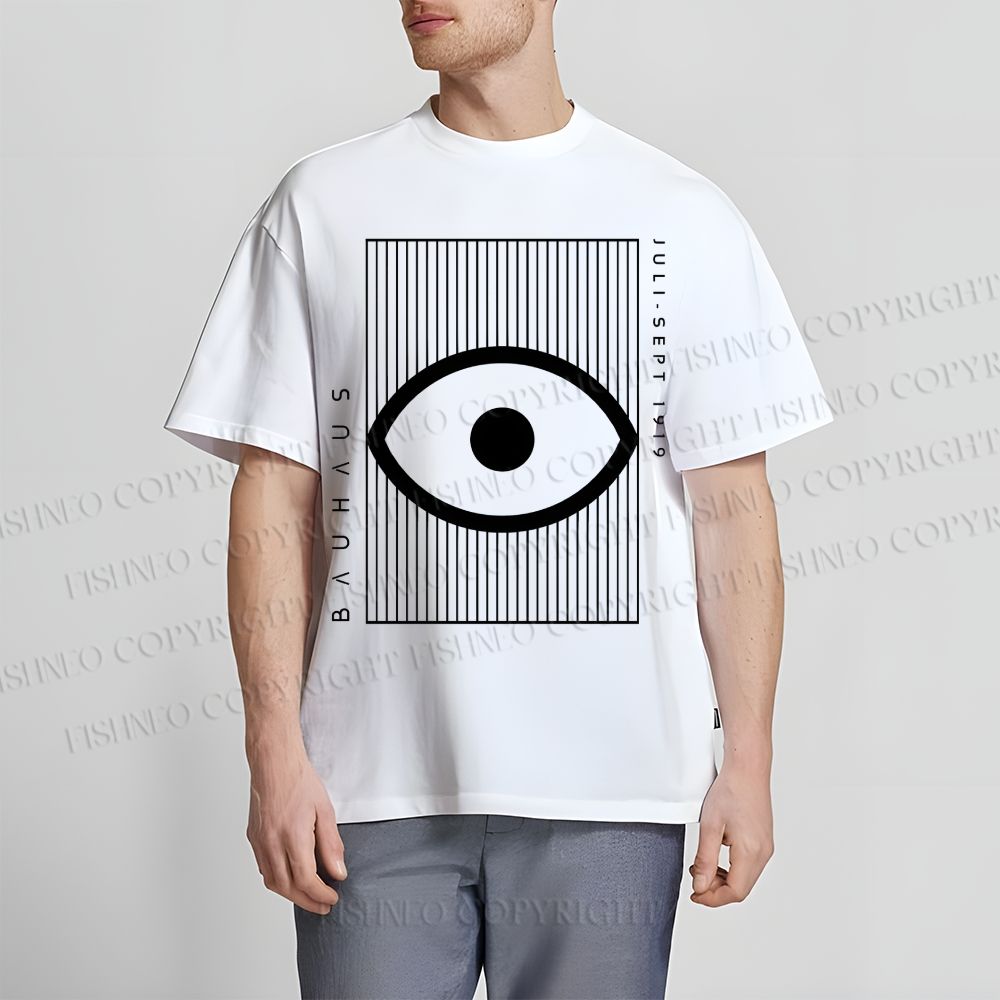 Unisex Classic Bauhaus Geometric Eyes Printed Cotton Printed T-shirt