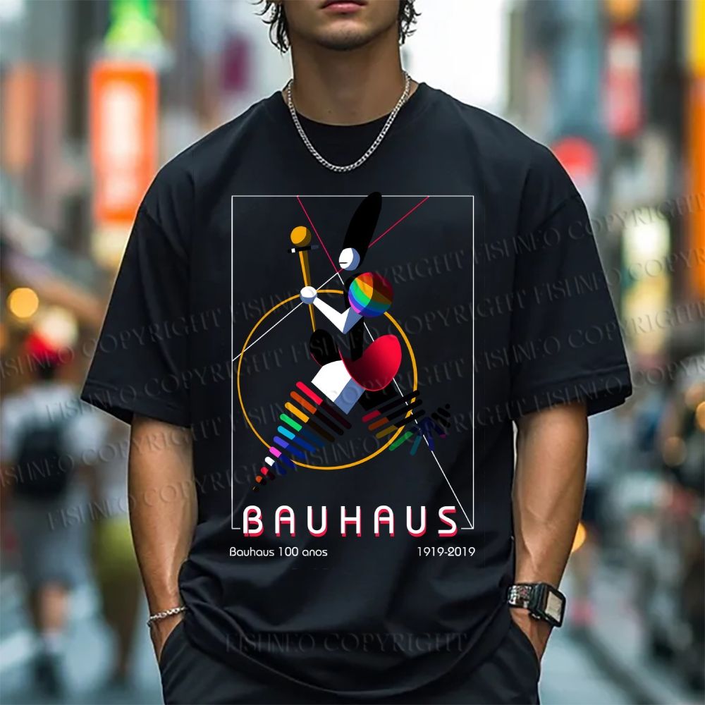 Unisex Classic Bauhaus Abstract Art Magazine Printed Cotton Printed T-shirt