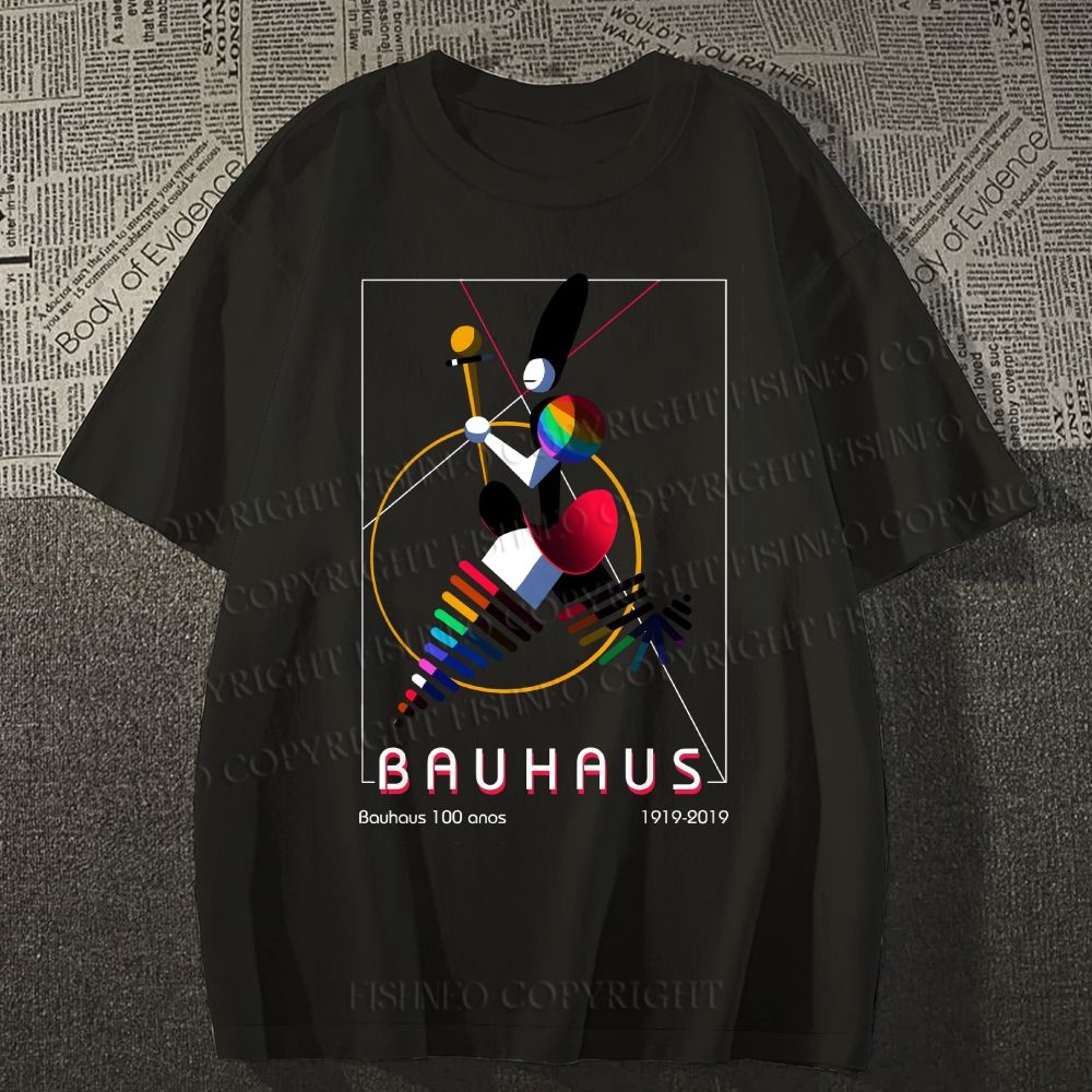 Unisex Classic Bauhaus Abstract Art Magazine Printed Cotton Printed T-shirt