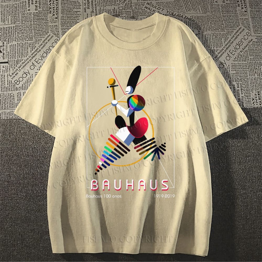 Unisex Classic Bauhaus Abstract Art Magazine Printed Cotton Printed T-shirt