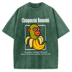 Unisex Chimpanzini Bananini  Italian Brainrot Printed Washed Tee
