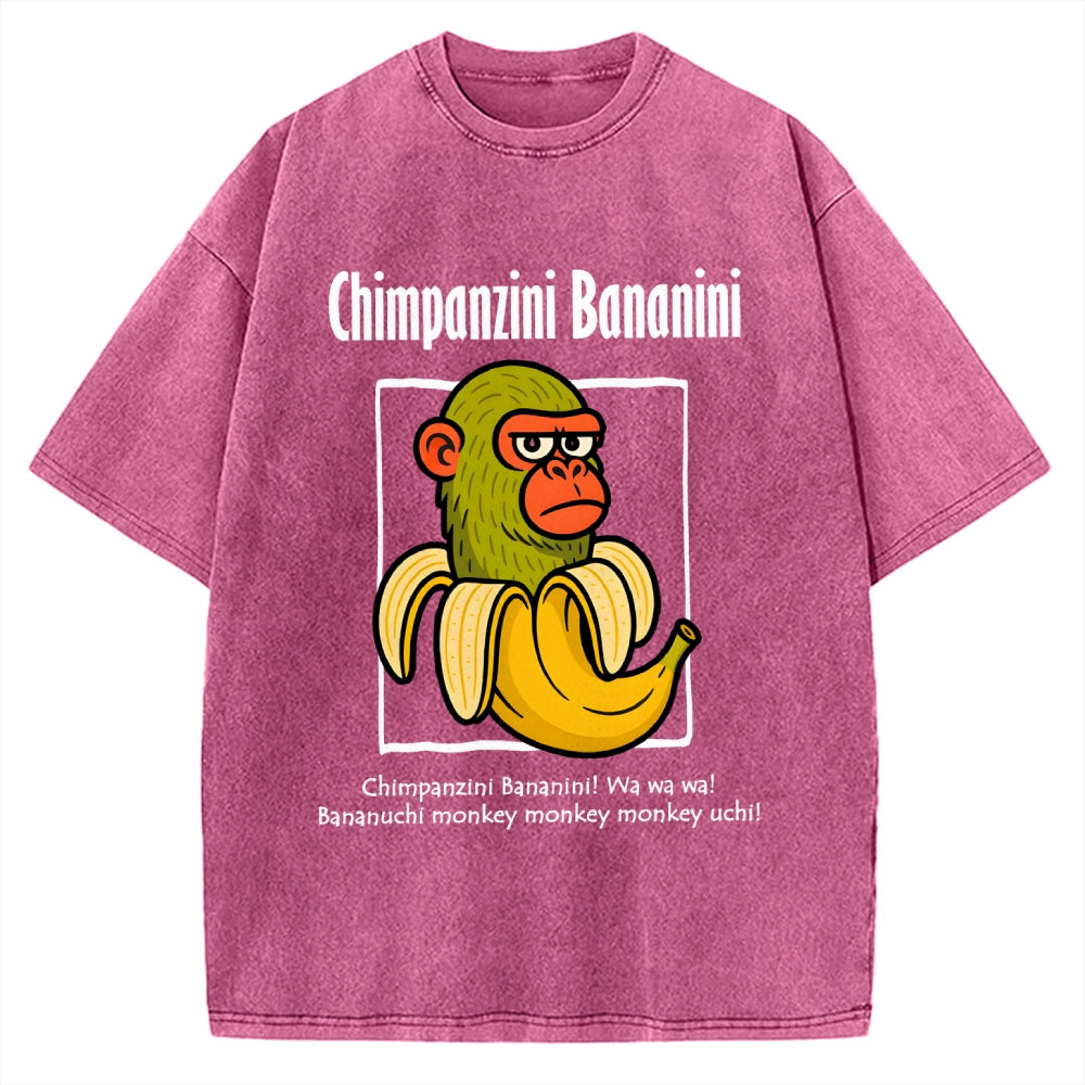 Unisex Chimpanzini Bananini  Italian Brainrot Printed Washed Tee
