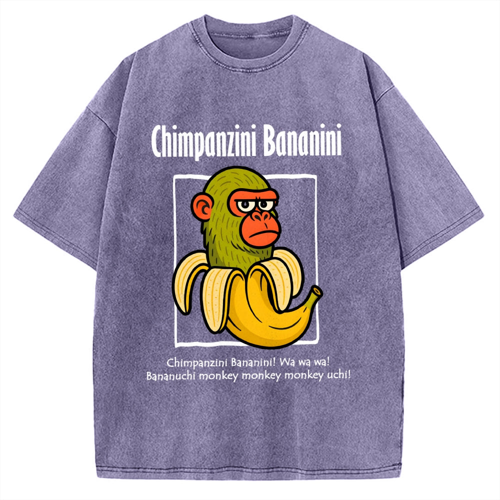 Unisex Chimpanzini Bananini  Italian Brainrot Printed Washed Tee