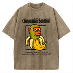 Unisex Chimpanzini Bananini  Italian Brainrot Printed Washed Tee