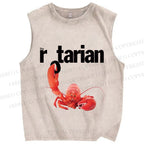 Unisex Rotarian Lobster Printed Washed Tank Top