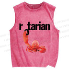 Unisex Rotarian Lobster Printed Washed Tank Top