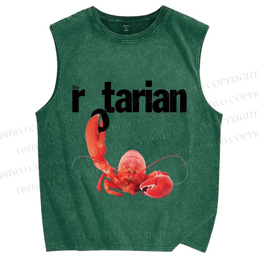 Unisex Rotarian Lobster Printed Washed Tank Top