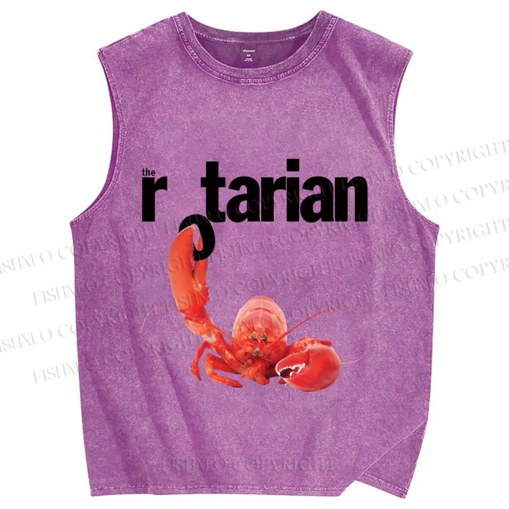 Unisex Rotarian Lobster Printed Washed Tank Top