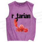 Unisex Rotarian Lobster Printed Washed Tank Top