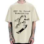 Unisex Playful Frog Skateboarding Printed Washed Tee
