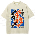 Unisex Koi Fish Japanese Printed Washed Tee