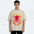 Unisex Octopus Beer Printed Washed Tee