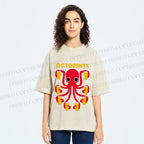 Unisex Octopus Beer Printed Washed Tee