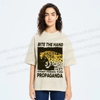 Unisex Bite the Hand That Feeds You Propaganda Panther Printed Washed Tee