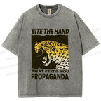 Unisex Bite the Hand That Feeds You Propaganda Panther Printed Washed Tee