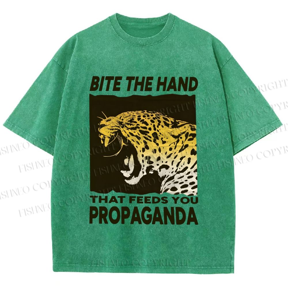 Unisex Bite the Hand That Feeds You Propaganda Panther Printed Washed Tee
