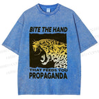 Unisex Bite the Hand That Feeds You Propaganda Panther Printed Washed Tee