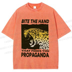 Unisex Bite the Hand That Feeds You Propaganda Panther Printed Washed Tee