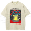 Unisex Yayoi Kusama Flower Printed Washed Tee