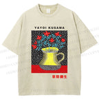 Unisex Yayoi Kusama Flower Printed Washed Tee