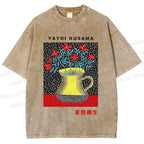 Unisex Yayoi Kusama Flower Printed Washed Tee