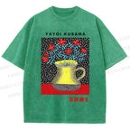 Unisex Yayoi Kusama Flower Printed Washed Tee