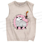 Unisex Tlacuache Printed Washed Tank Top