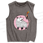 Unisex Tlacuache Printed Washed Tank Top