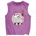 Unisex Tlacuache Printed Washed Tank Top
