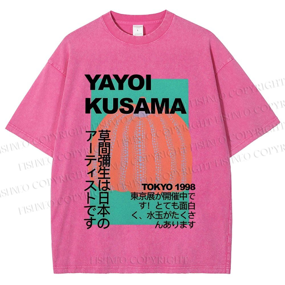 Unisex Yayoi Kusama Pumpkin Printed Washed Tee