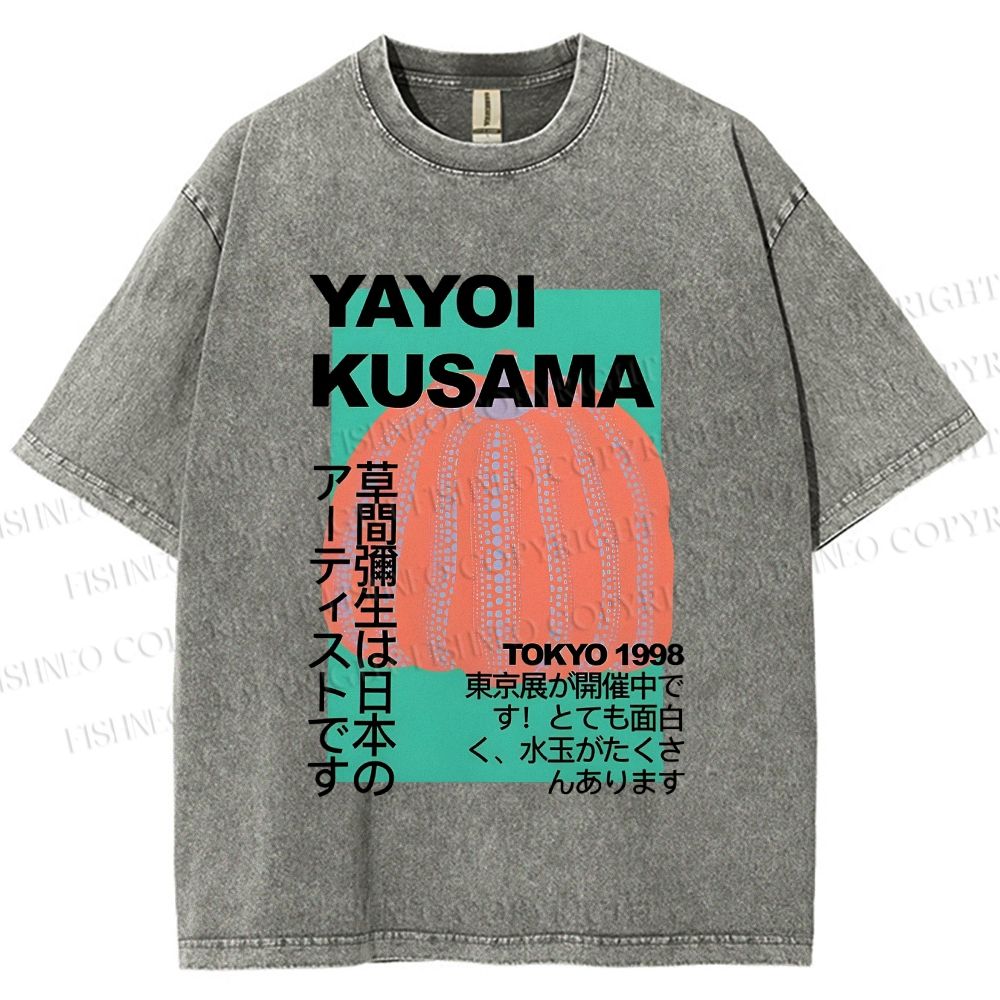 Unisex Yayoi Kusama Pumpkin Printed Washed Tee