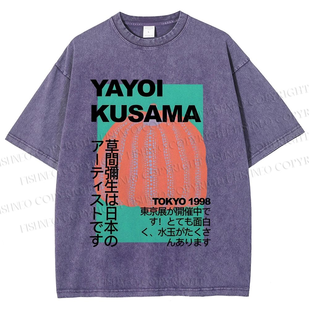 Unisex Yayoi Kusama Pumpkin Printed Washed Tee