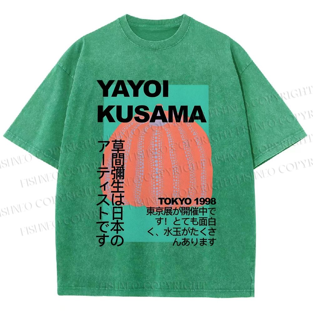 Unisex Yayoi Kusama Pumpkin Printed Washed Tee