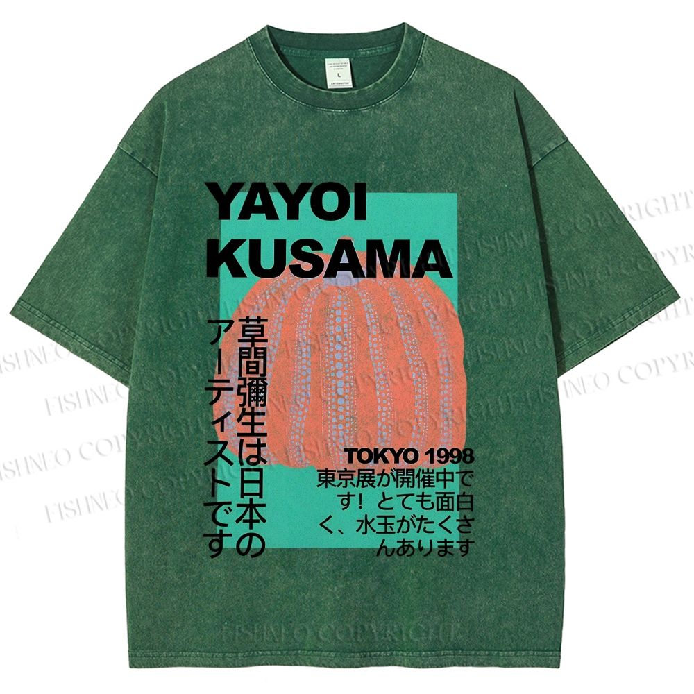 Unisex Yayoi Kusama Pumpkin Printed Washed Tee