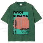 Unisex Yayoi Kusama Pumpkin Printed Washed Tee