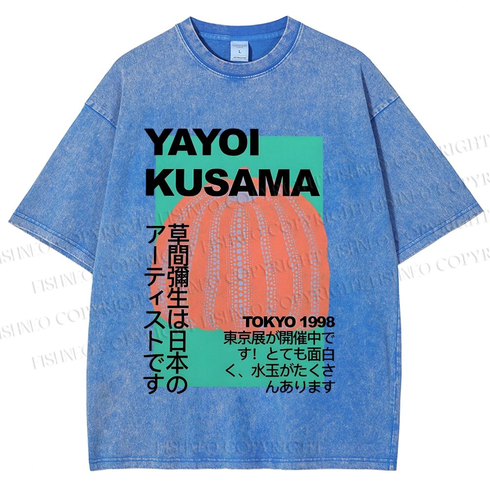 Unisex Yayoi Kusama Pumpkin Printed Washed Tee