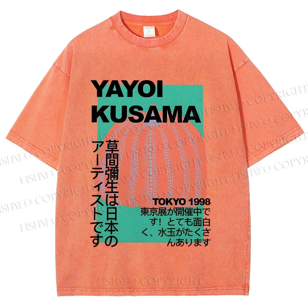 Unisex Yayoi Kusama Pumpkin Printed Washed Tee