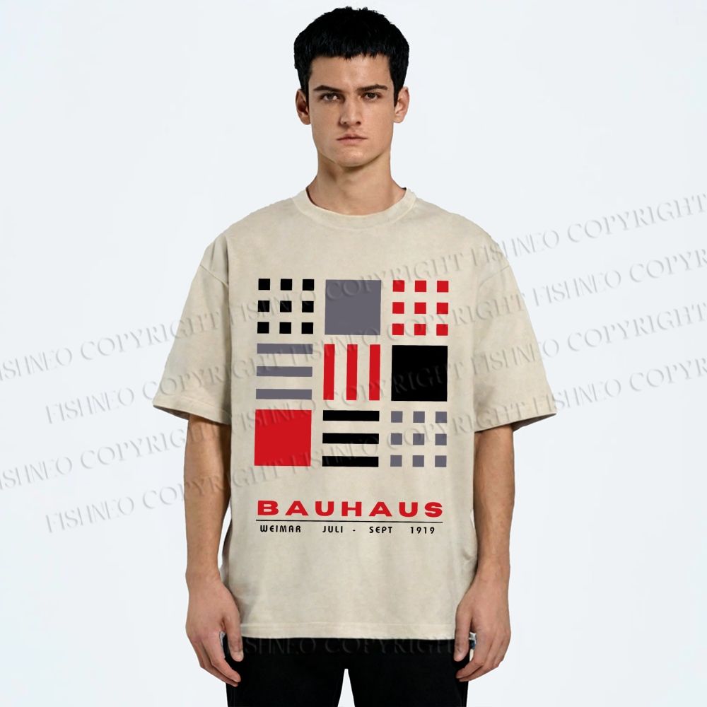 Unisex Bauhaus Geometry Printed Washed Tee