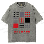 Unisex Bauhaus Geometry Printed Washed Tee