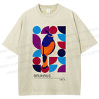 Unisex Bauhaus Geometric Bird Printed Washed Tee