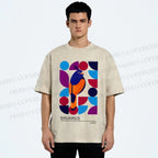 Unisex Bauhaus Geometric Bird Printed Washed Tee