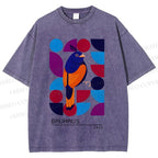 Unisex Bauhaus Geometric Bird Printed Washed Tee