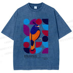 Unisex Bauhaus Geometric Bird Printed Washed Tee