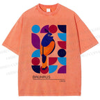 Unisex Bauhaus Geometric Bird Printed Washed Tee