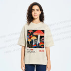 Unisex Yayoi Kusama Polka Dot Mushroom Printed Washed Tee